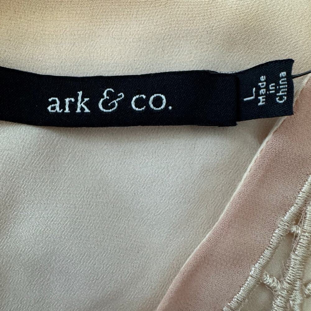 Ark & Co. Anthropologie peach blush embroidered dress tunic sheer bell sleeve - Picture 13 of 15